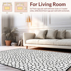 Organic Black White Mesh Pattern Rug