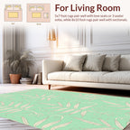 Mint Green Fern Botanical Swirl Pattern Rug