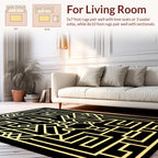 Golden Geometric Art Deco Stylized Maze Rug