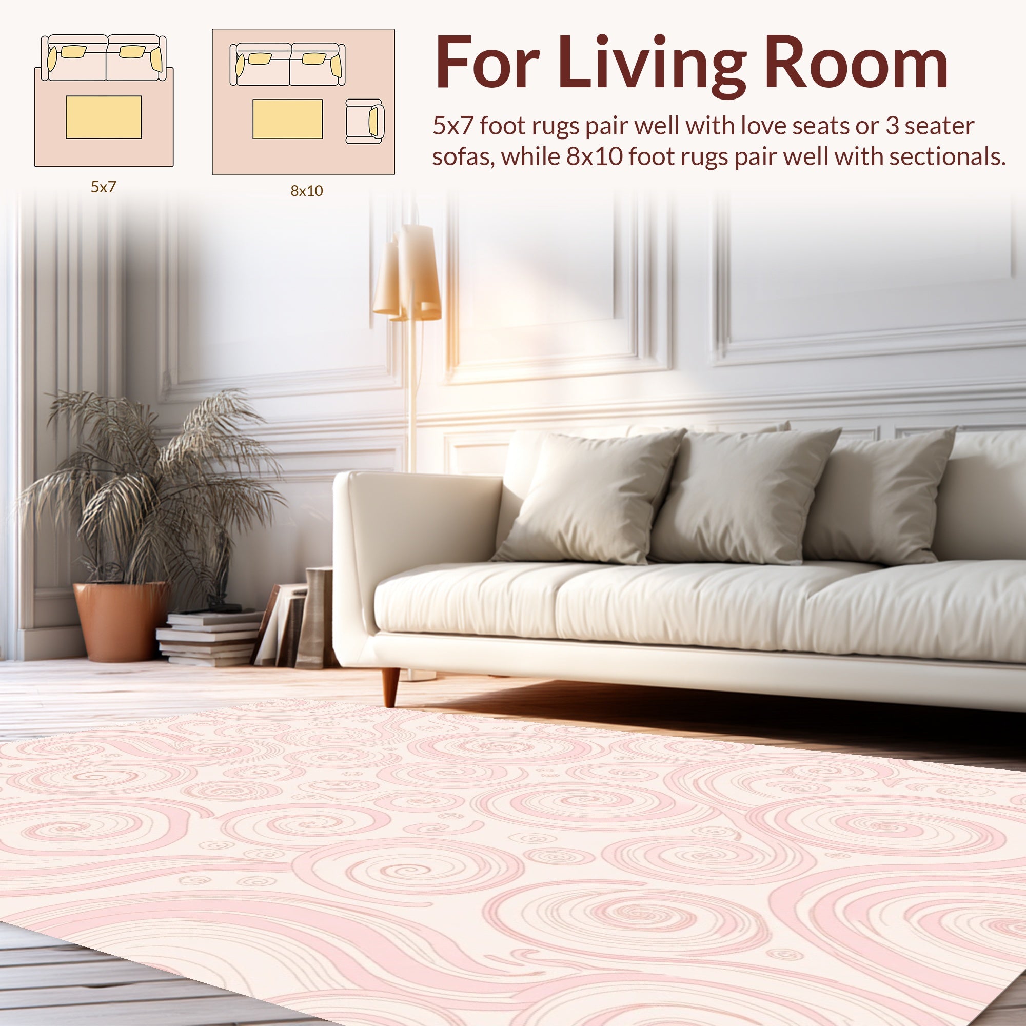 Soft Pink Swirl Pattern Design Rug