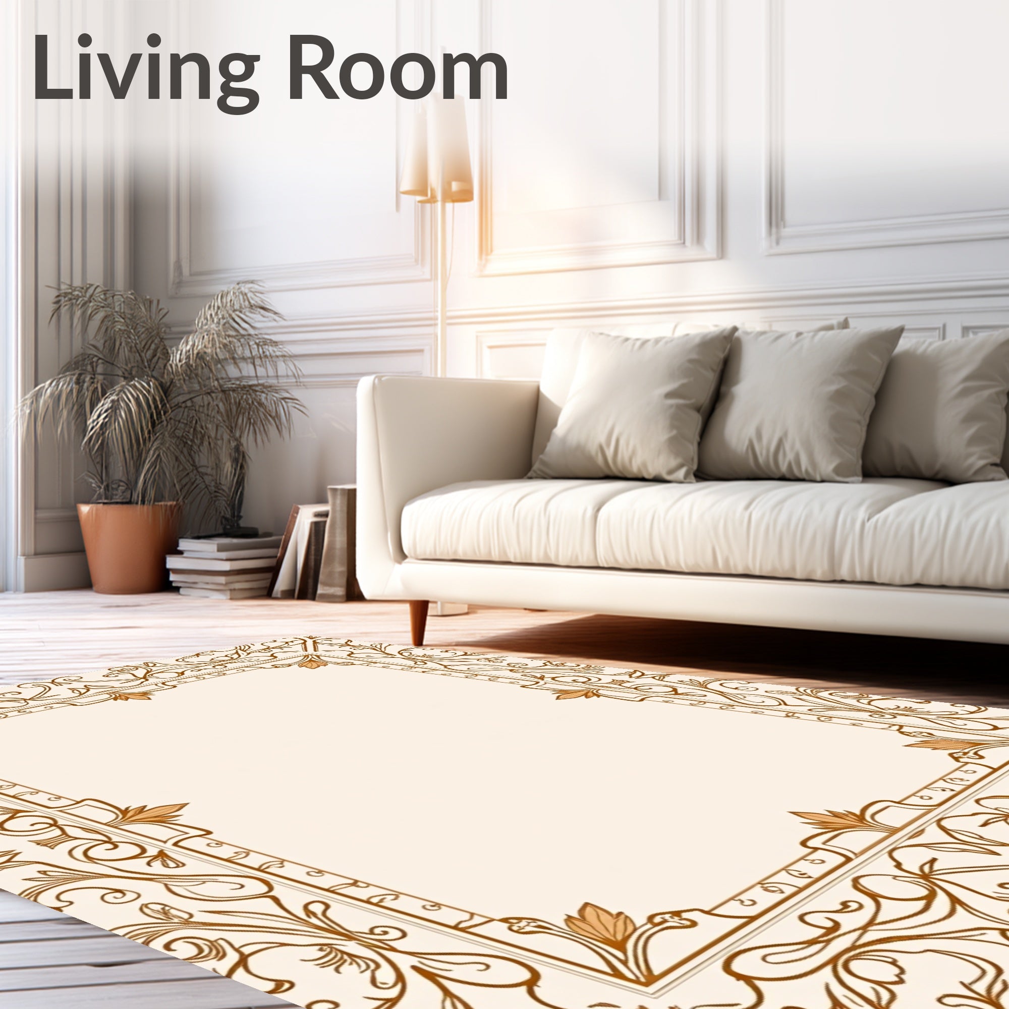 Elegant Floral Vine Border Rug