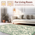 Elegant Green Floral Scrollwork Design Rug