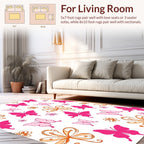 Pink Orange Butterfly Floral Pattern Rug