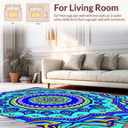 Bright Blue Yellow Mandala Design Rug