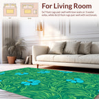 Green Tropical Hibiscus Floral Pattern Rug