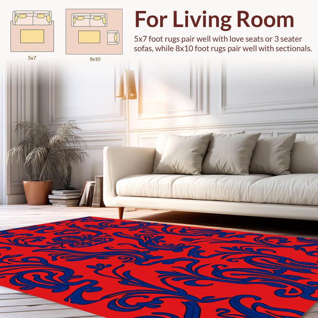Bold Floral Swirl Pattern Rug