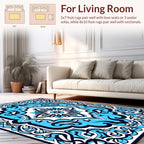 Azure Navy Floral Medallion Pattern Rug