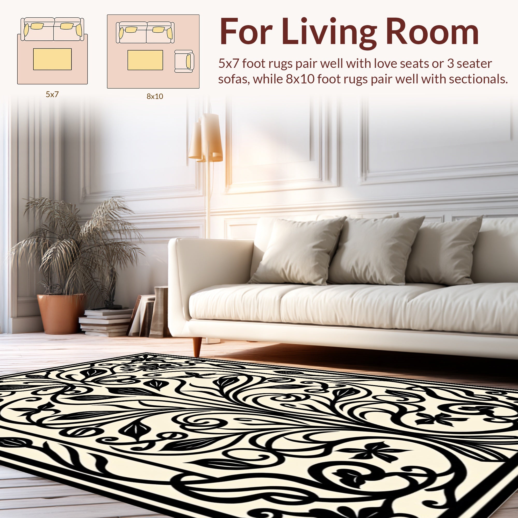 Art Nouveau Floral Swirls Rug