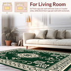 Green Floral Medallion Traditional Framed Rug
