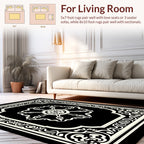 Monochromatic Floral Scrollwork Design Rug