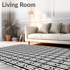 Monochrome Geometric Vertical Stripe Pattern Rug