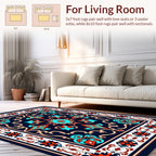Ornate Teal Coral Floral Pattern Rug