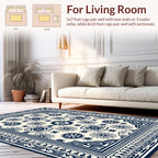 Classic Floral Medallion Dark Blue Design Rug