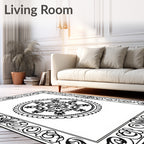 Ornate Round Floral Border Design Rug