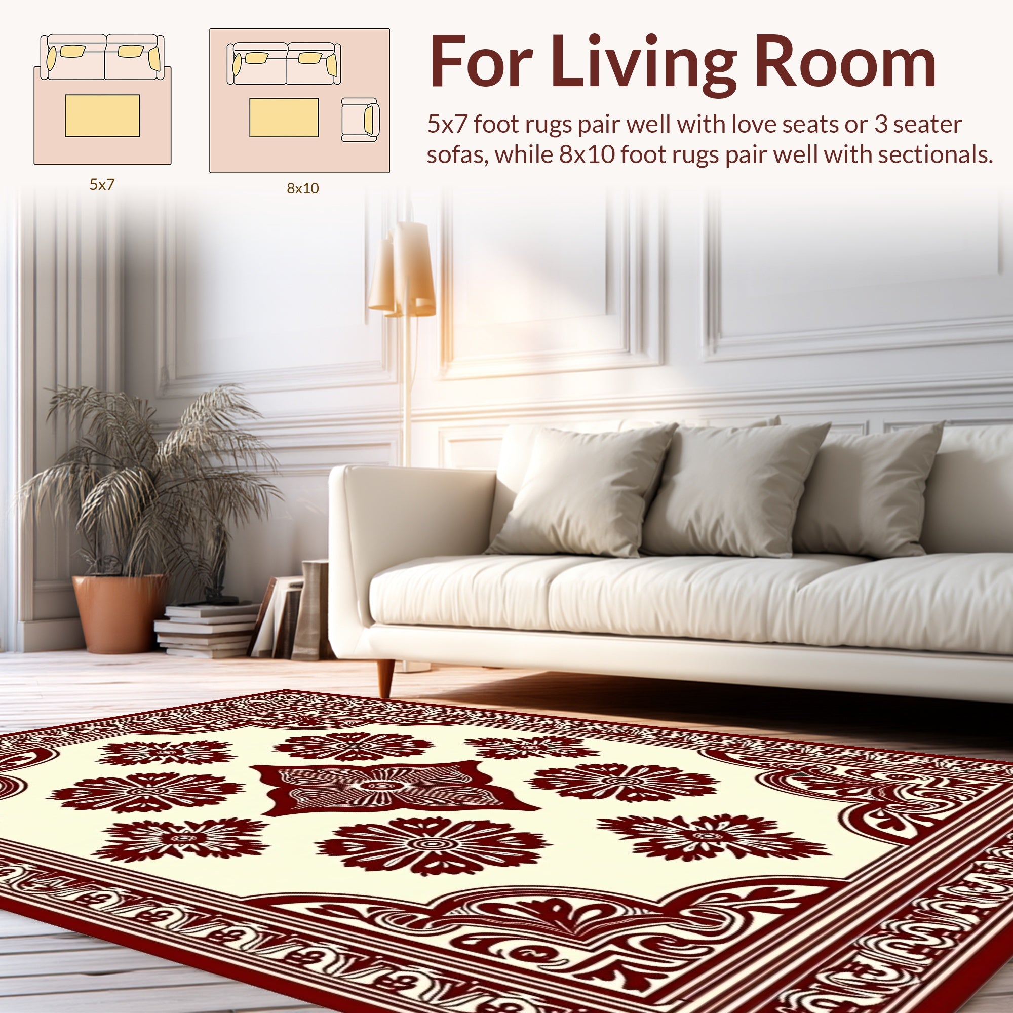 Ornate Floral Medallion Pattern Rug