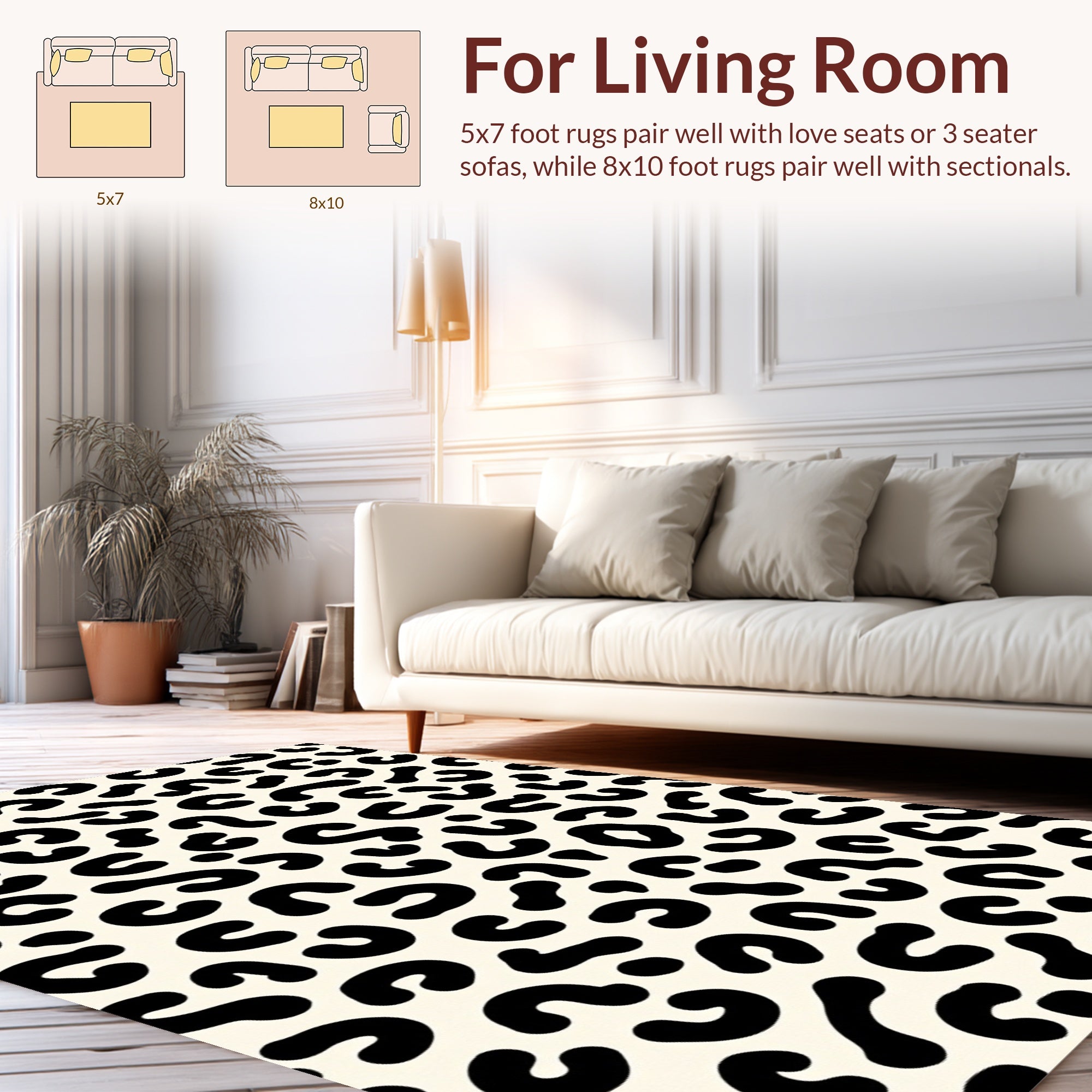 Modern Leopard Spot Print Pattern Rug