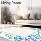 Blue Swirls Ornamental Frame Design Rug