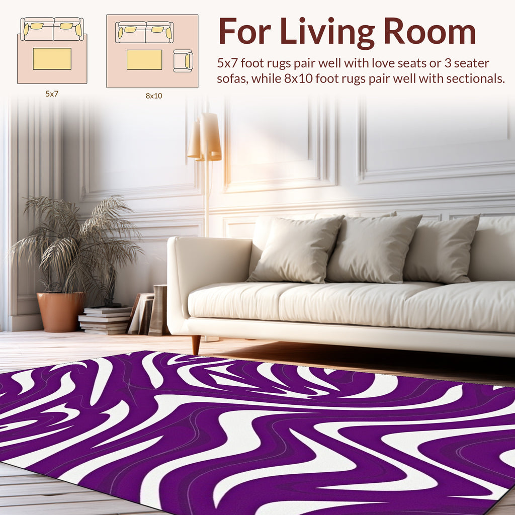 Vibrant Purple Wavy Stripe Pattern Rug