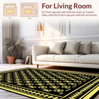 Black And Yellow Abstract Geometric Pattern Rug