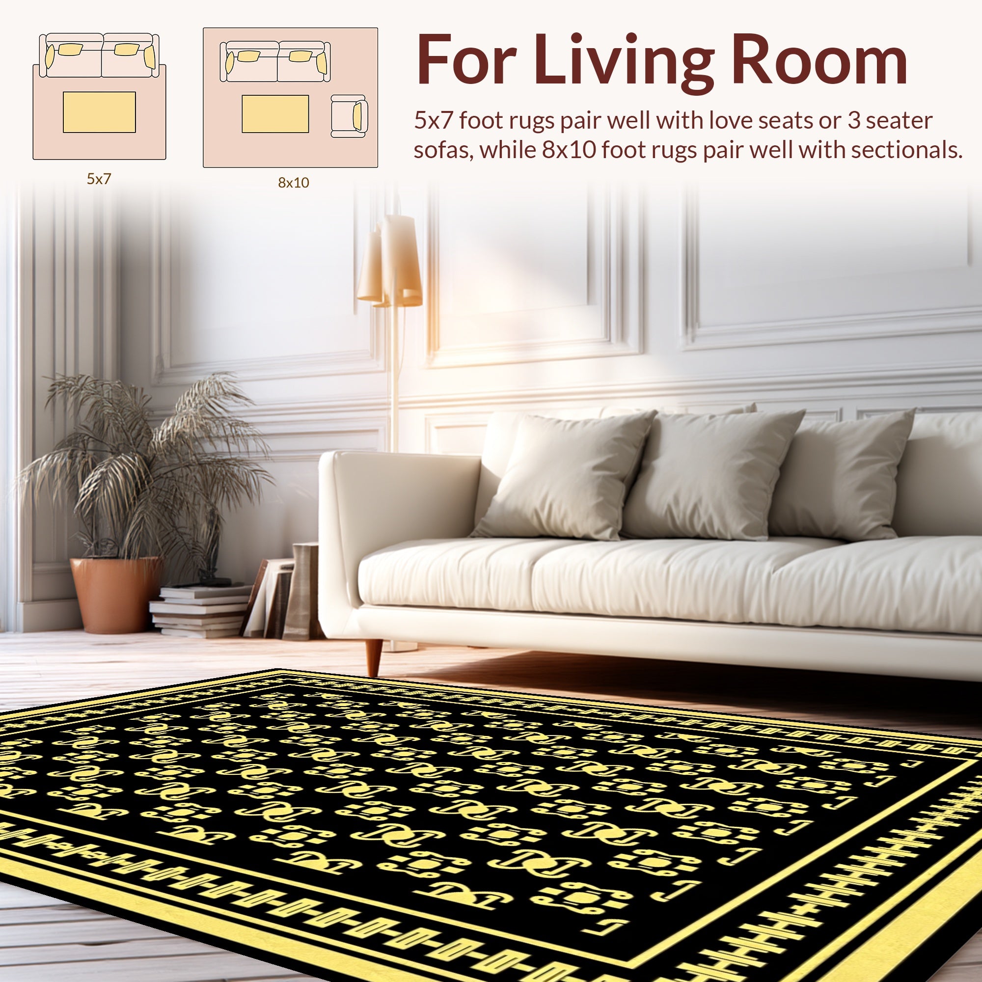 Black And Yellow Abstract Geometric Pattern Rug