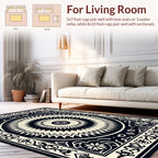 Black Cream Radial Sunburst Design Rug
