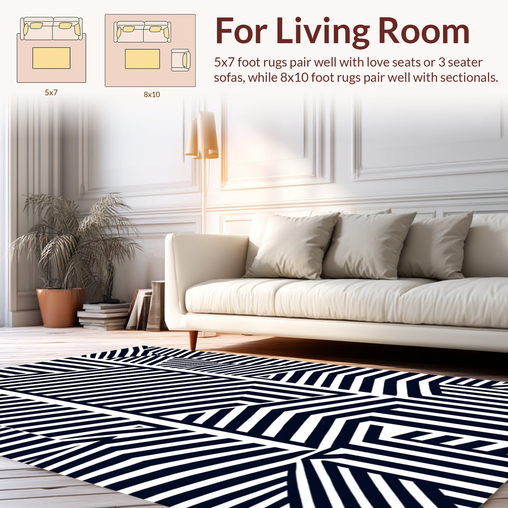 Bold Geometric Parallel Line Design Rug