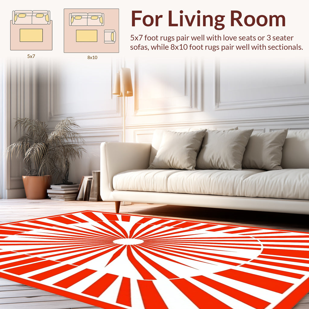 Bold Radial Sunburst Pattern Rug