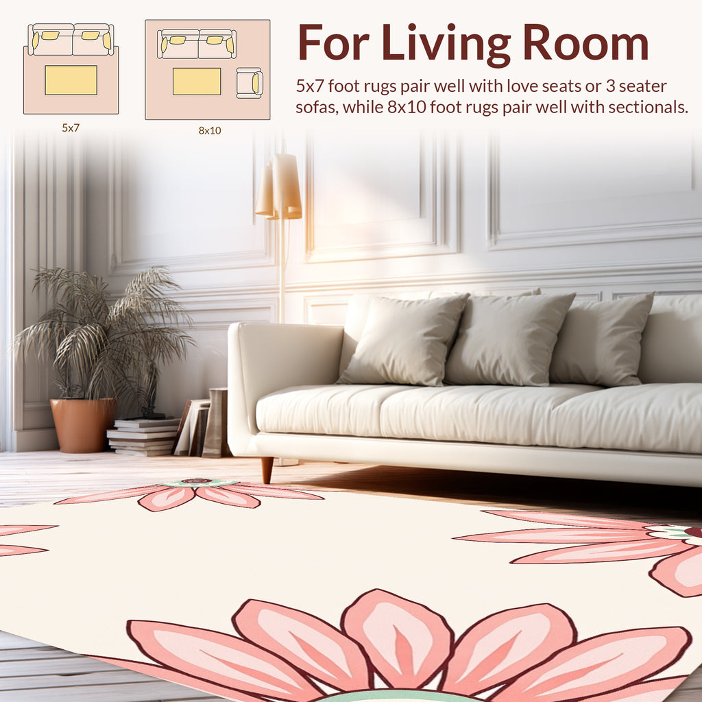 Retro Daisy Corner Pattern Rug