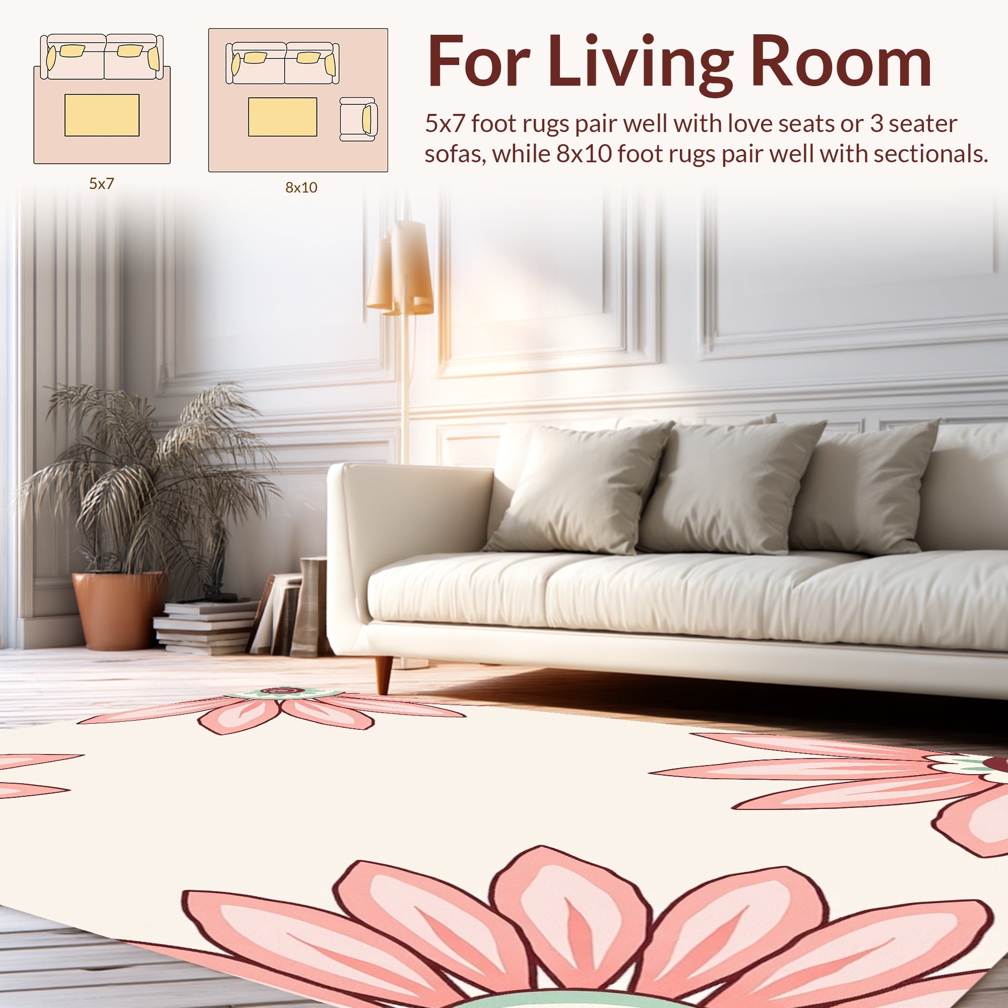 Retro Daisy Corner Pattern Rug