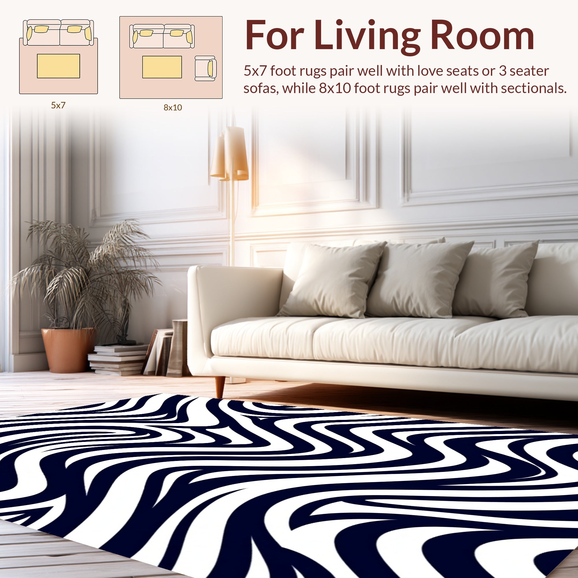 Bold Wavy Stripes Pattern Design Rug