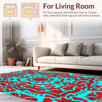 Bold Red Floral Mandala Pattern Rug