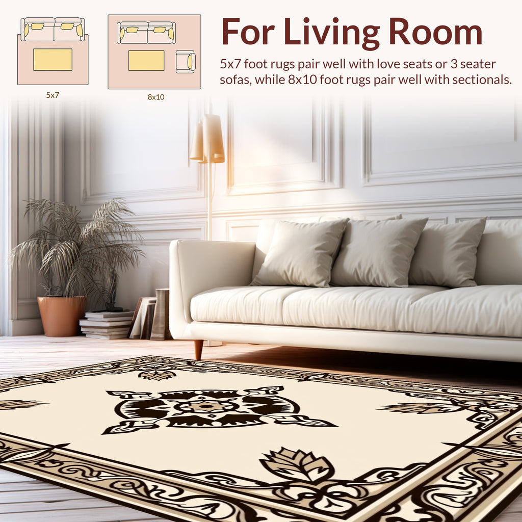 Intricate Floral Motif With Border Design Rug