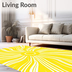 Radiant Yellow Sunburst Curved Lines Rug