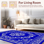 Ornate Blue White Floral Scroll Rug