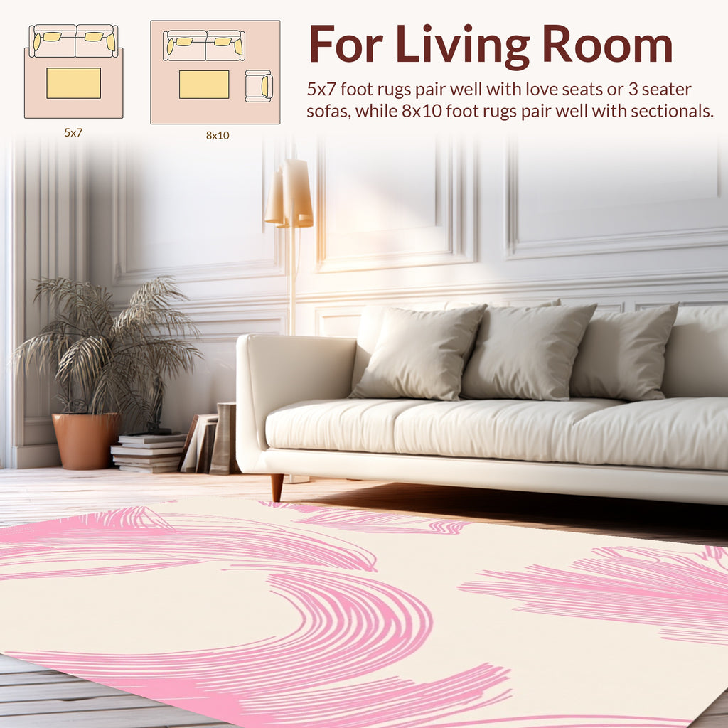 Abstract Pink Swirl Organic Pattern Rug