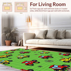Red and Yellow Tractor Farm Pattern Rug