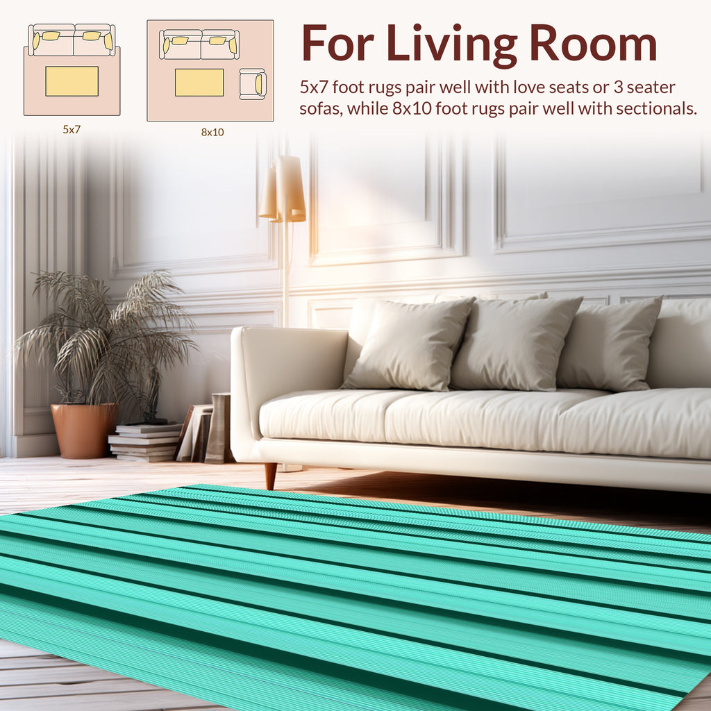 Aquamarine Vertical Stripe Design Rug