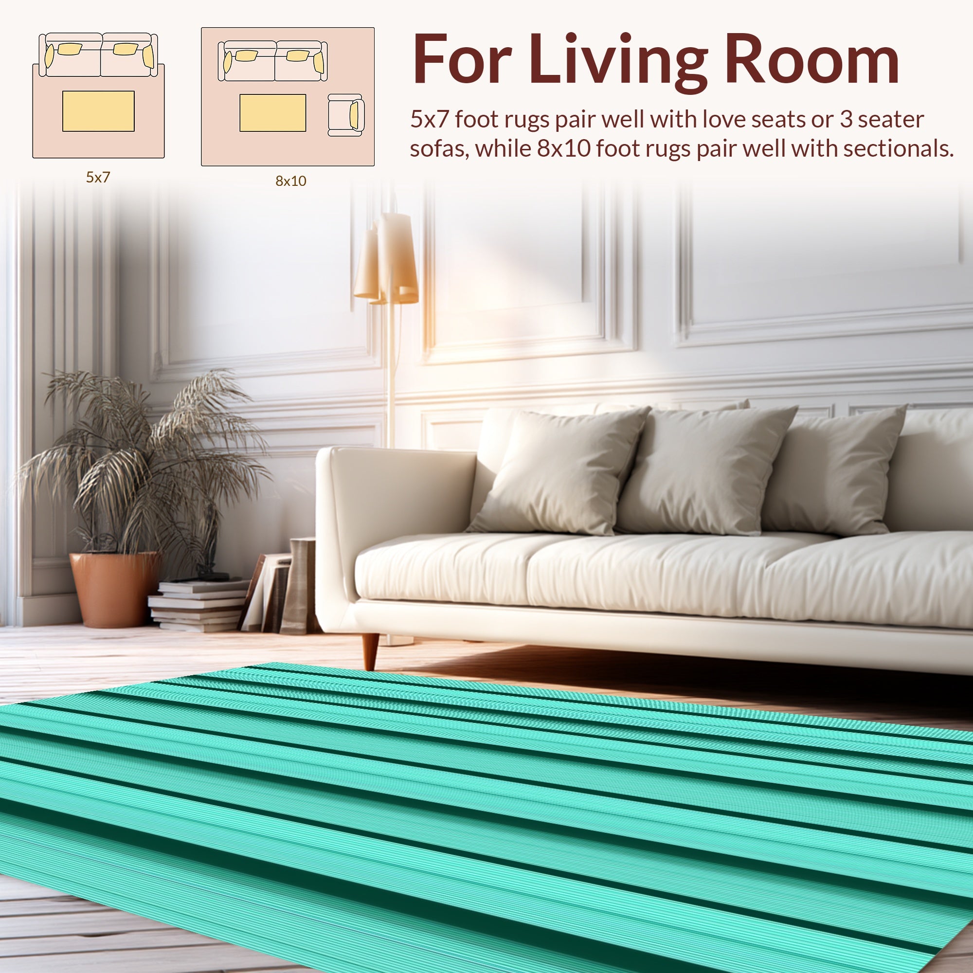 Aquamarine Vertical Stripe Design Rug