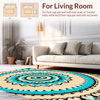 Radiant Circular Teal Floral Pattern Rug