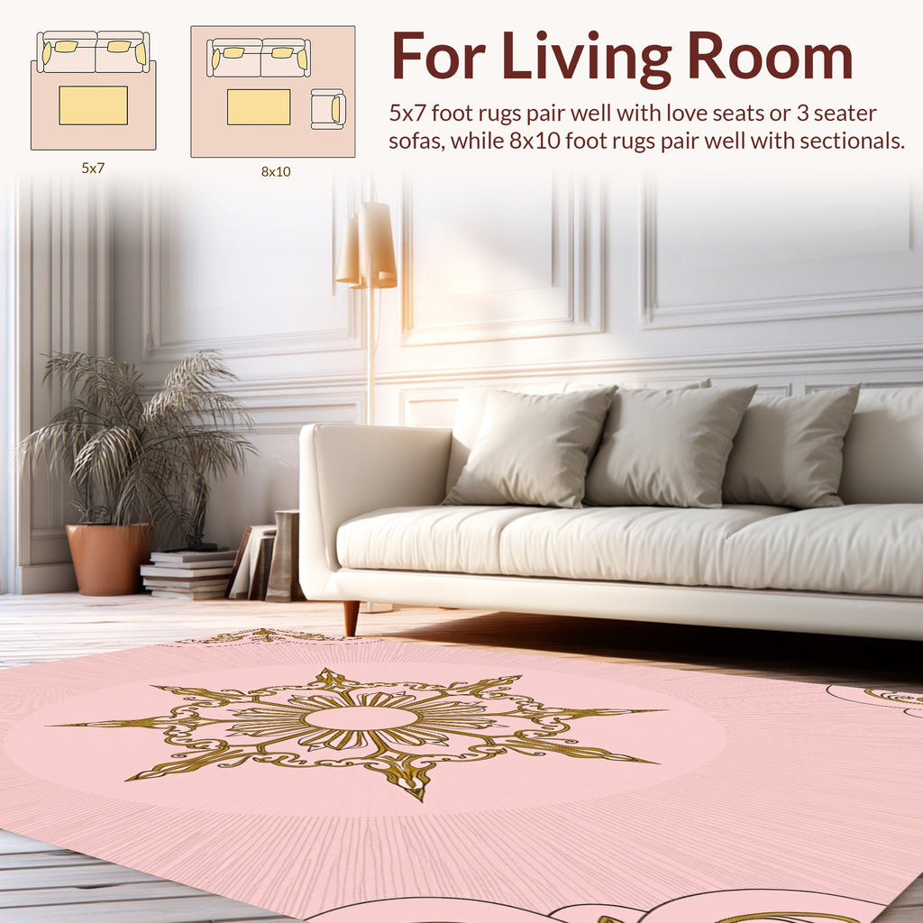 Elegant Gold Sunburst Ornament Rug