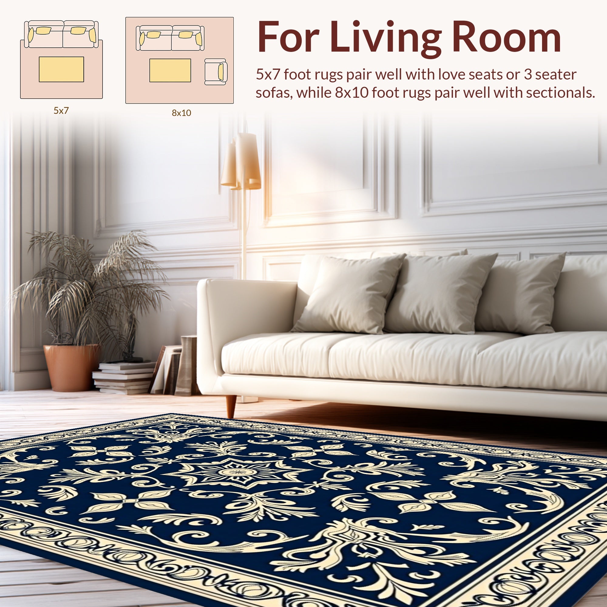 Classic Floral Scroll Pattern Rug
