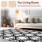 Intricate Black White Quatrefoil Pattern Rug