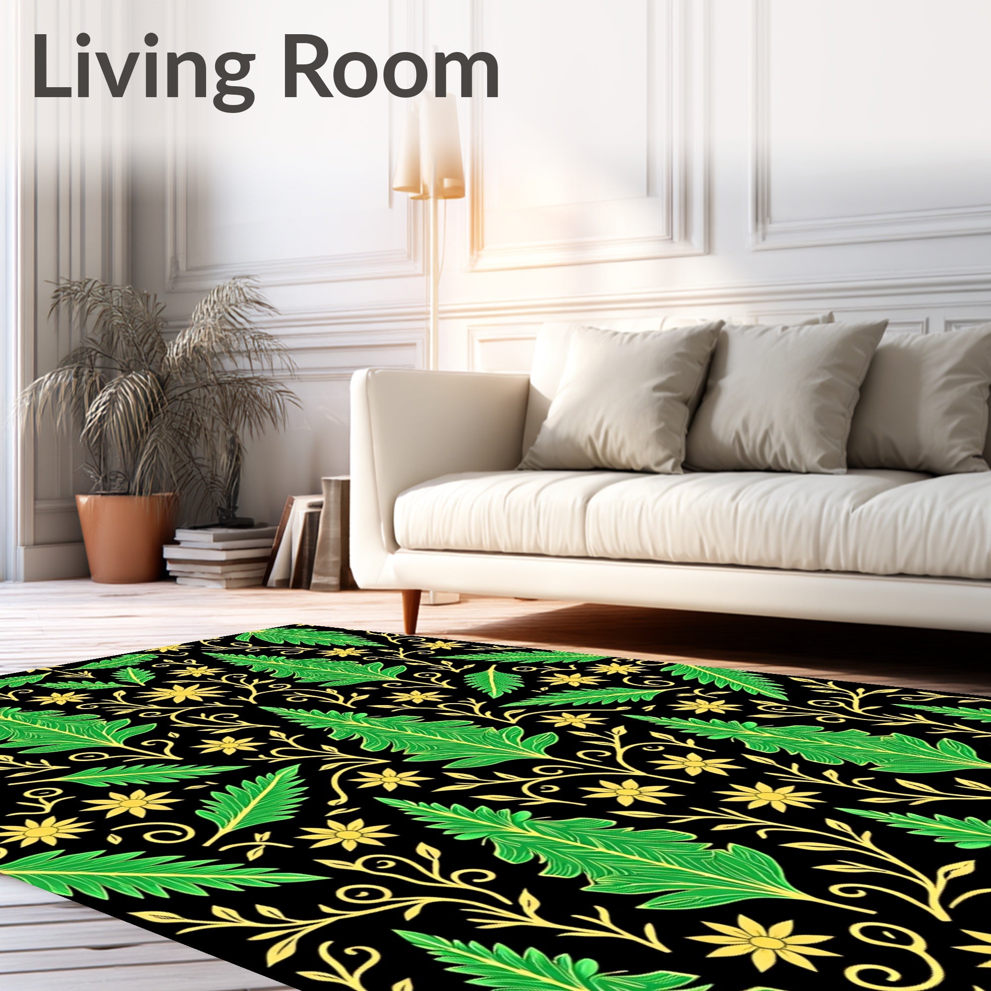 Emerald Forest Floral Vine Arrangement Rug