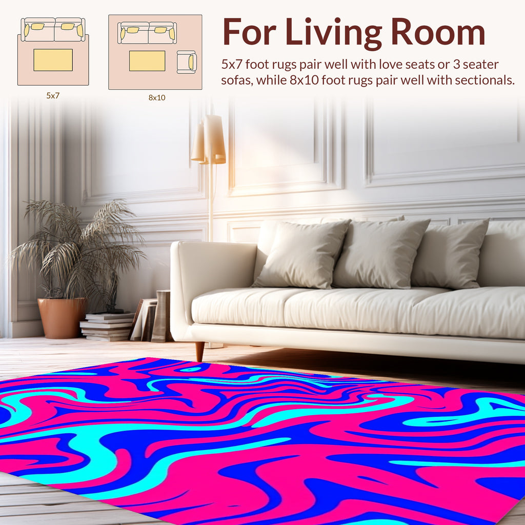 Psychedelic Swirl Magenta Blue Rug