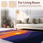 Vibrant Sunset Mountain Forest Scene Rug