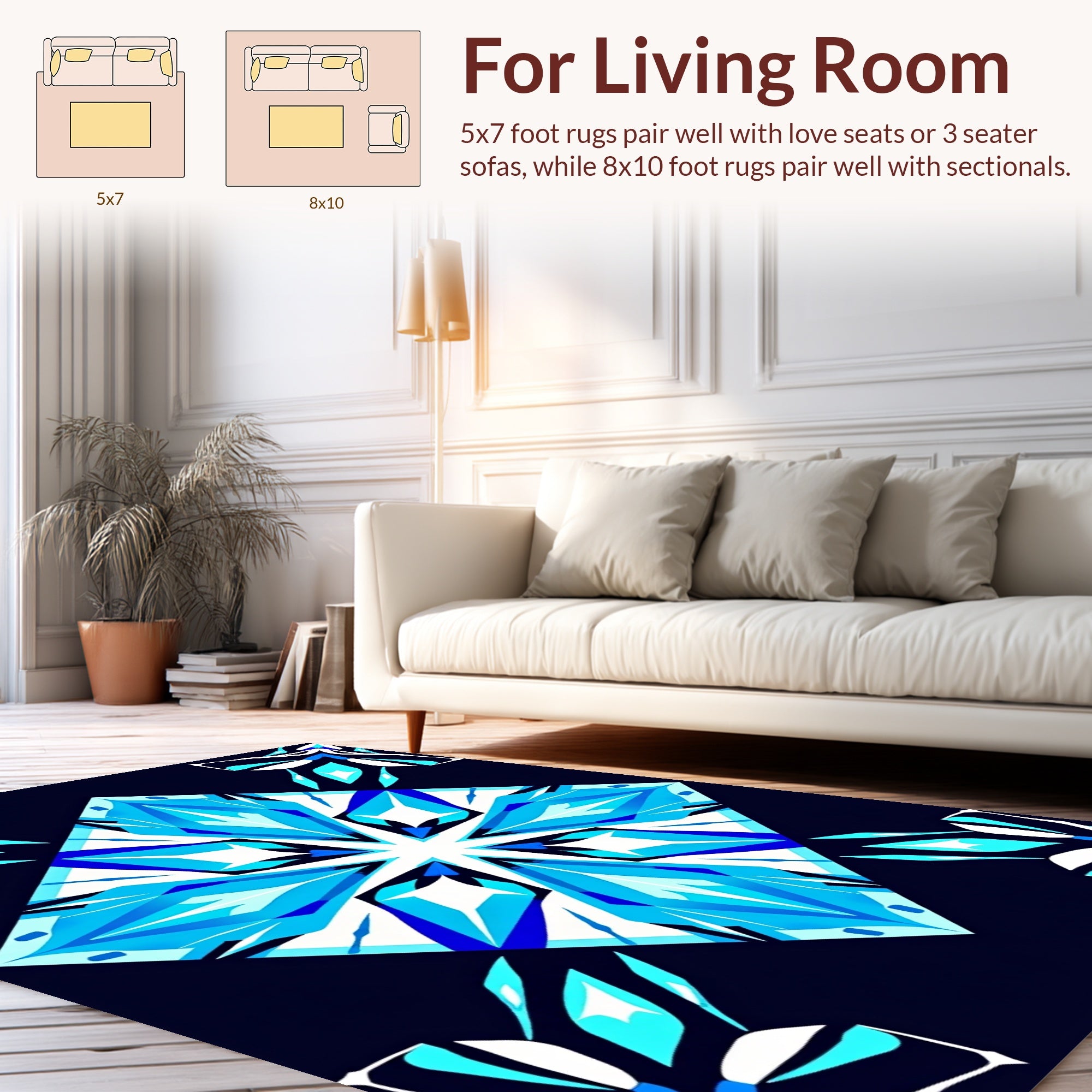 Modern Blue Diamond Geometric Pattern Rug