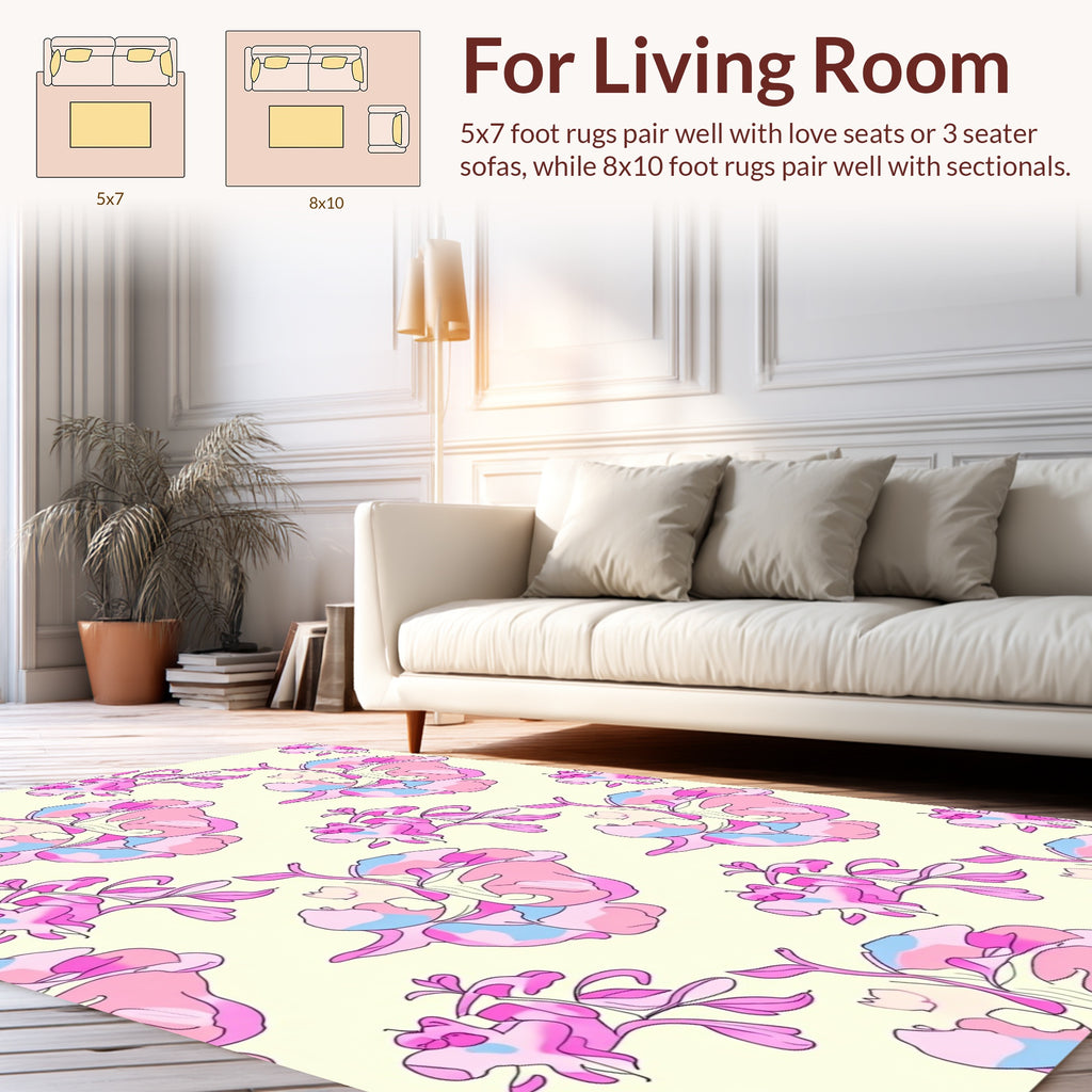 Abstract Floral Pink Pastel Pattern Rug