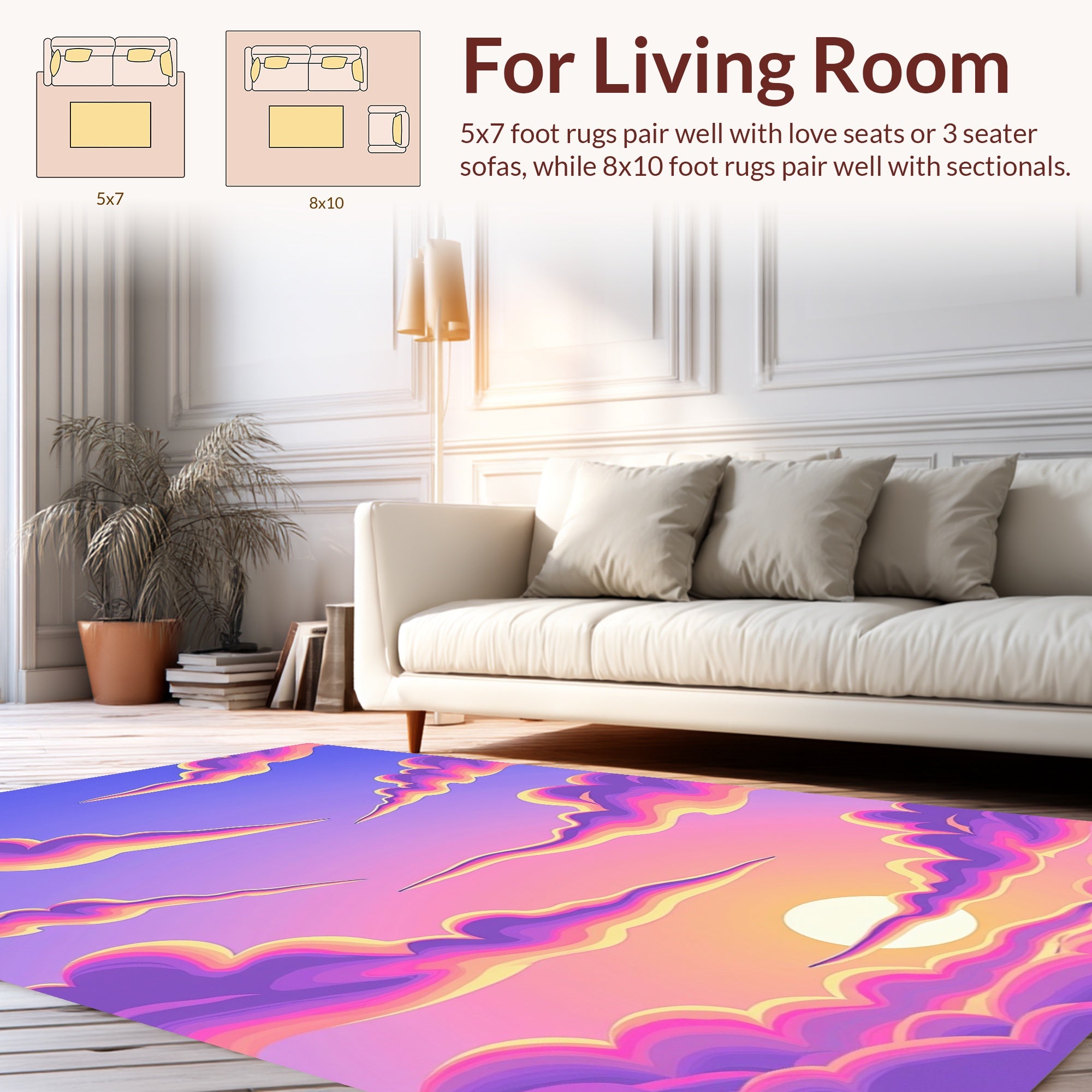 Sunset Cloud Swirl Pattern Rug