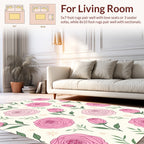 Pink Roses Botanical Pattern Rug
