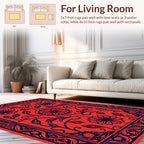 Vibrant Floral Scroll Border Design Rug